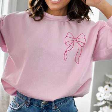 Bow Embroidered Sweatshirt | Embroidered Bow Ribbon Trendy Sweatshirt | Embroidered Bow | Gift for Her | Preppy Coquette Bow | Girl Gift